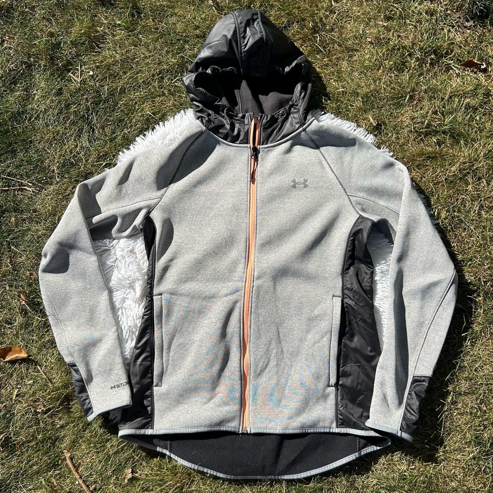 Under Armour Women’s Full Zip Hooded Gray Sweatshirt Jacket Swacket Size Medium